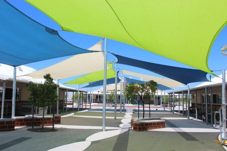 Commercial shade sail installation by Perth Better Homes