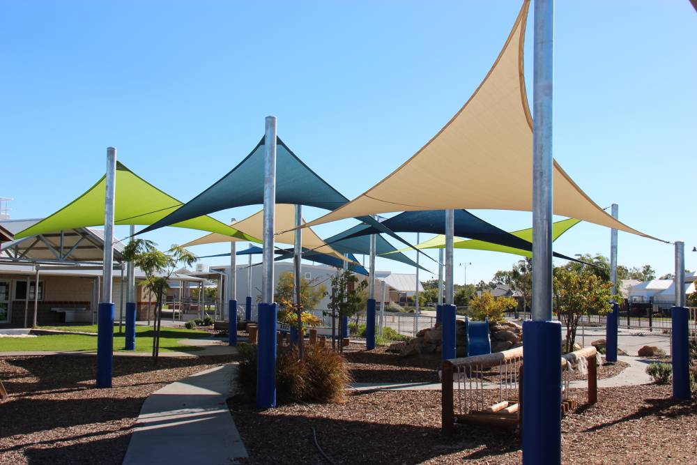 Commercial shade sail installation by Perth Better Homes
