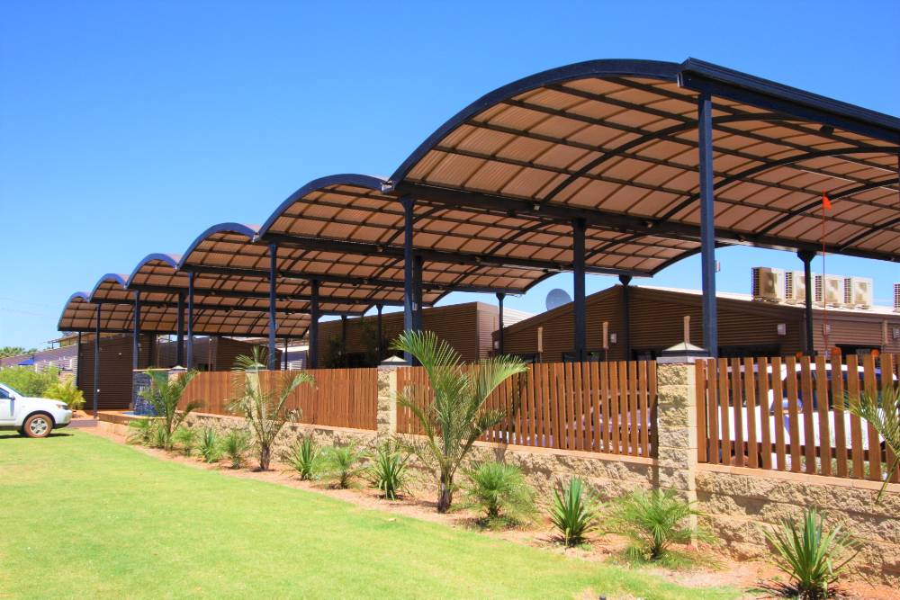 Commercial shade structures Perth — Newman MIA MIA Hotel installation